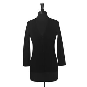 Brooks Brothers Cardigan Black Merino Wool Button Front Quiet Luxury Jacket S